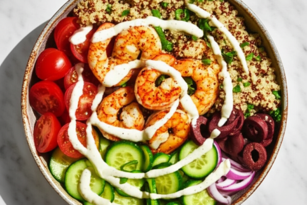 The Aegean Sunrise Shrimp & Quinoa Bowl