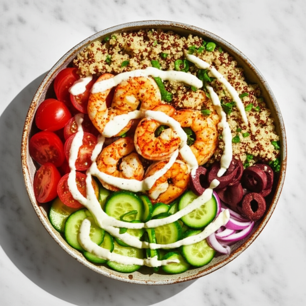 The Aegean Sunrise Shrimp & Quinoa Bowl