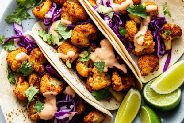 Crispy Cauliflower Tacos with Lime Crema