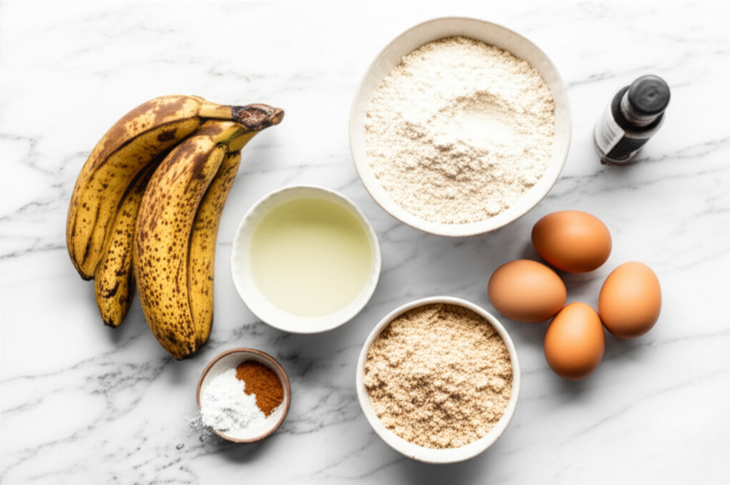 Ingredients for gluten free banana bread