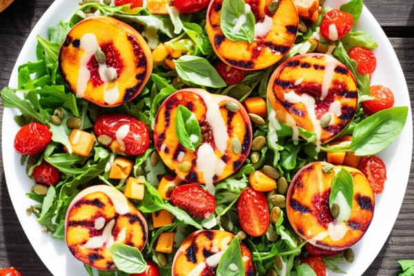 Golden Hour Grilled Peach & Sweet Potato Summer Salad