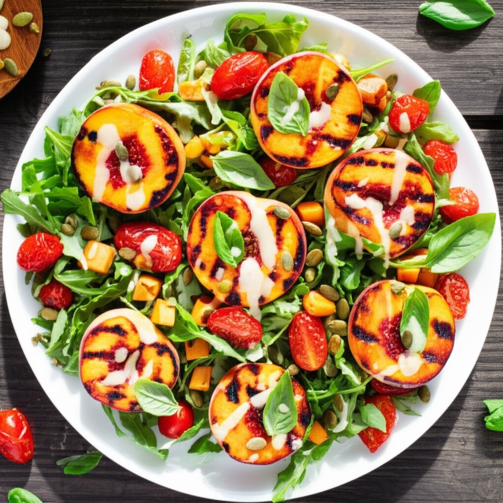 Golden Hour Grilled Peach & Sweet Potato Summer Salad