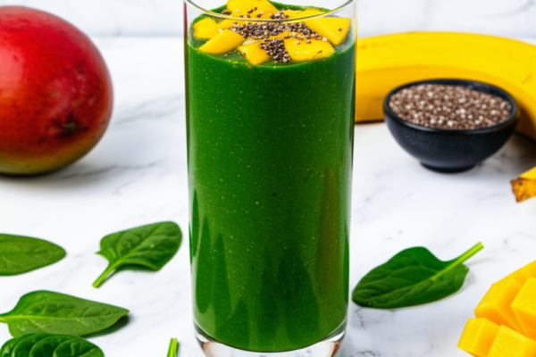 Green Detox Smoothie with Spinach and Mango
