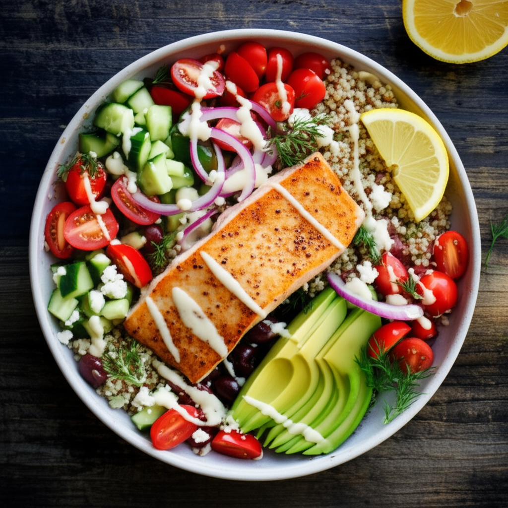 The Santorini Sunset Salmon Bowl