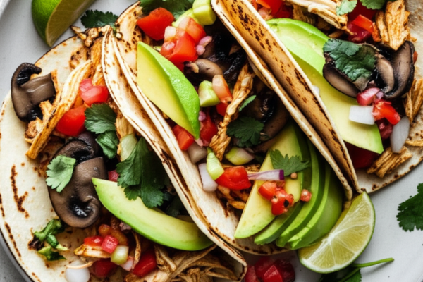 Shredded Chicken Mushroom Tacos with Almond Flour Tortillas