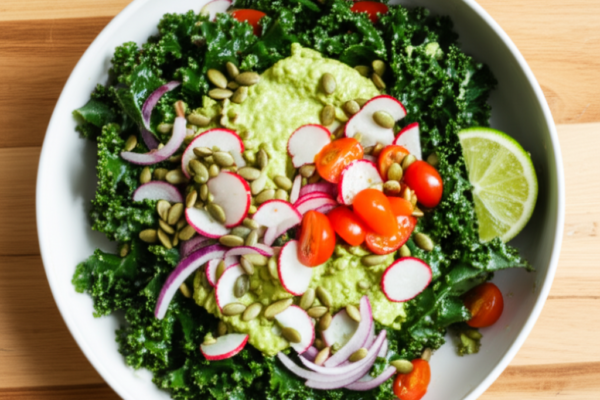 The Glow-Up Kale Salad with Creamy Avocado Dressing