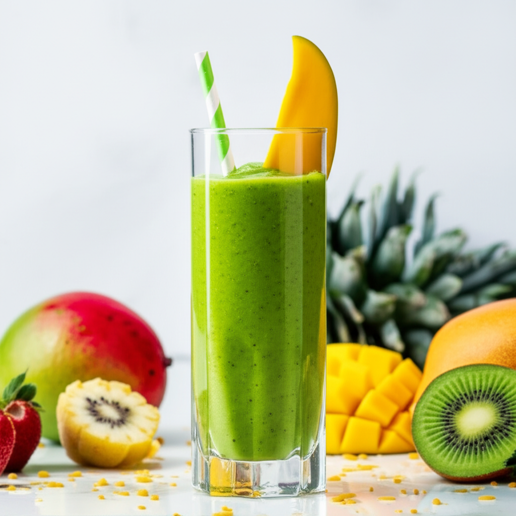 Tropical Green Smoothie with Mango and Banana