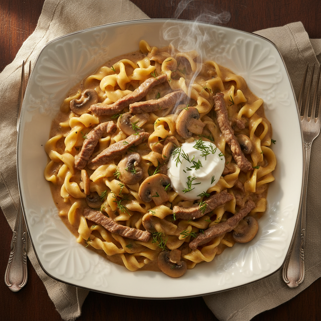 The Velvet Thunder Beef Stroganoff