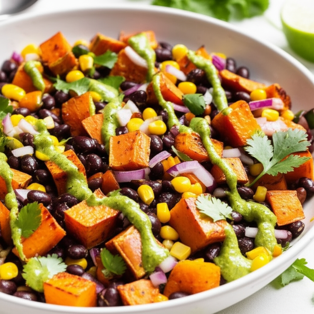 Warm Sweet Potato and Black Bean Salad