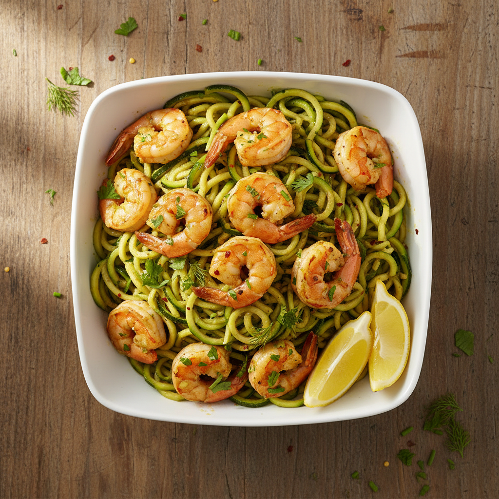 15-Minute Garlic Butter Shrimp with Zucchini Noodles
