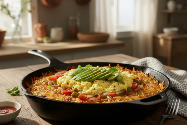 Easy Stovetop Loaded Breakfast Skillet with Potatoes and Eggs