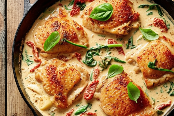 Creamy Tuscan Garlic Chicken Skillet