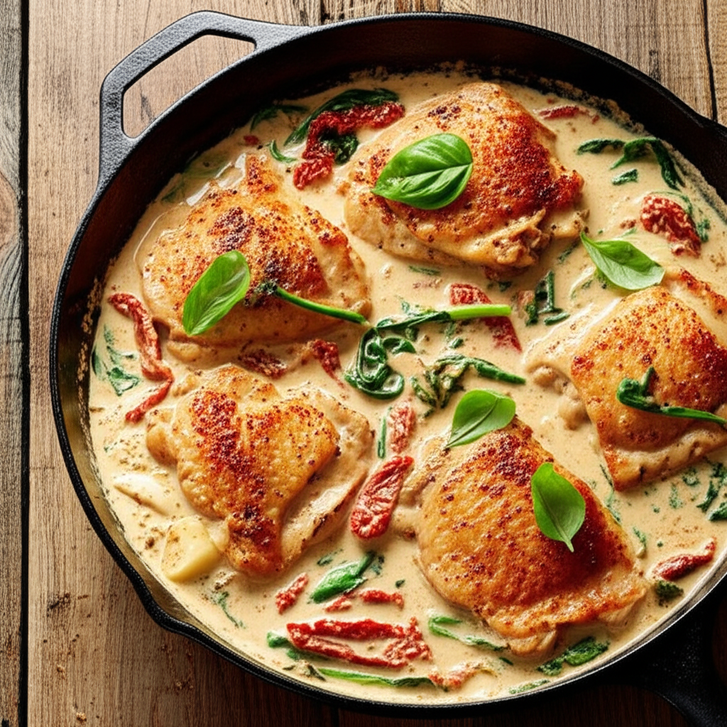 Creamy Tuscan Garlic Chicken Skillet