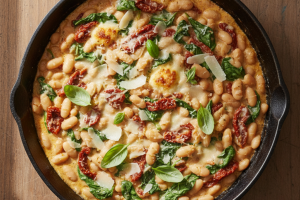 Creamy Vegetarian Tuscan White Bean Skillet
