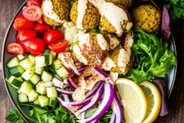 Crispy Air Fryer Falafel Bowl with Tahini Dressing