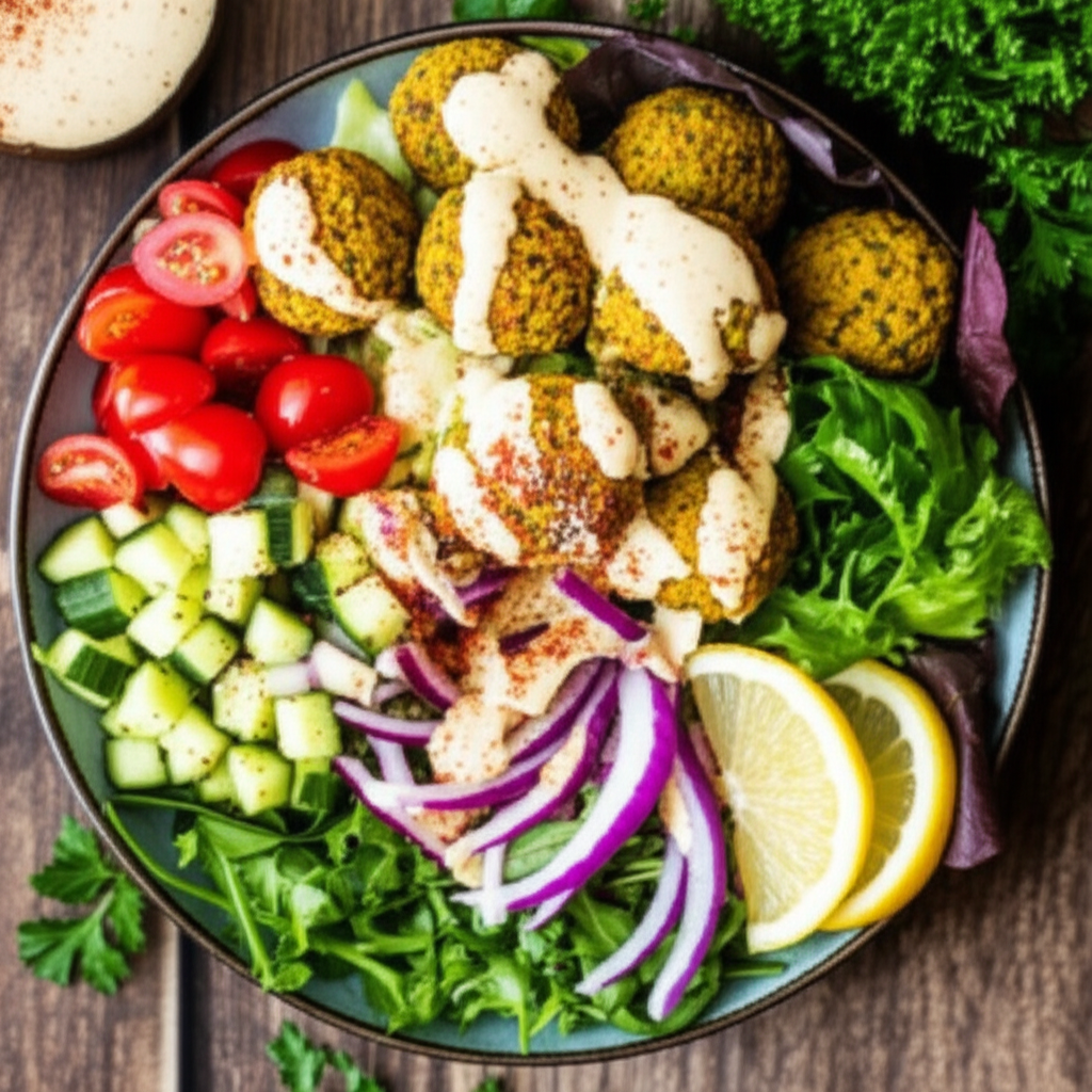 Crispy Air Fryer Falafel Bowl with Tahini Dressing