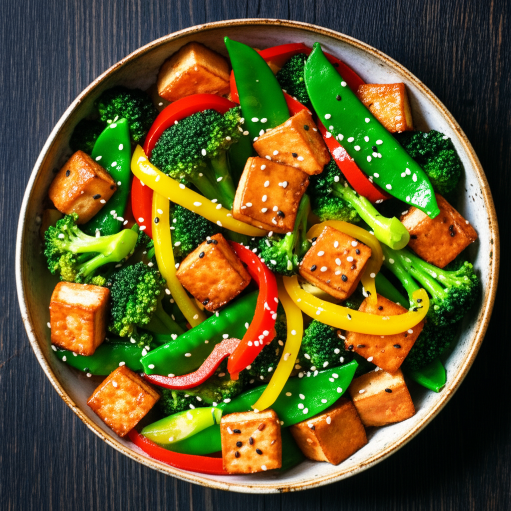 Crispy Sesame Tofu Stir Fry with Vegetables