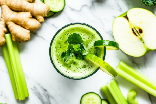 Cucumber Celery Detox Juice with Apple and Ginger