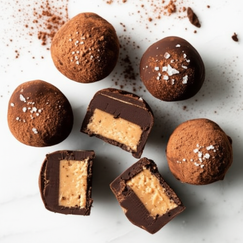 No-Bake Dark Chocolate Peanut Butter Truffles (Dairy-Free)