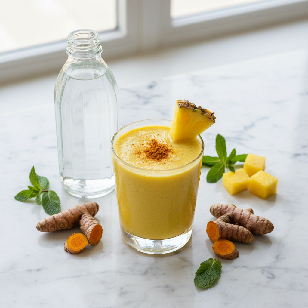 Detox Pineapple Turmeric Smoothie with Coconut Water