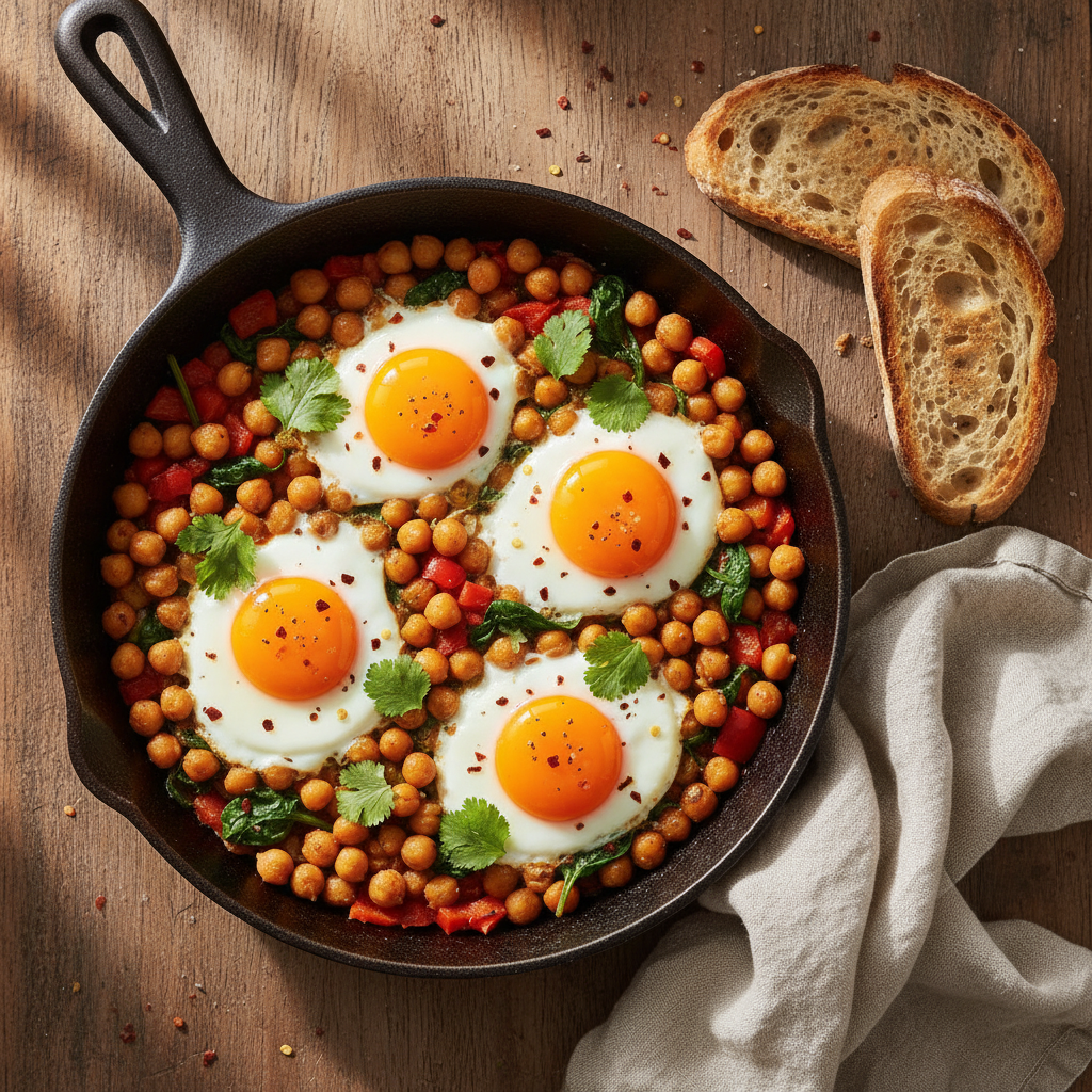 Easy Chickpea Breakfast Skillet with Runny Eggs