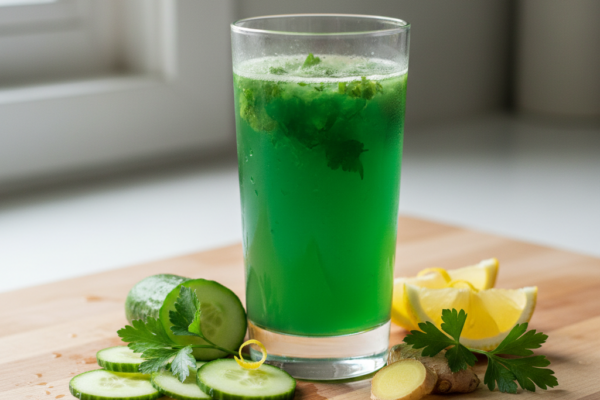 Easy Cleansing Green Detox Tonic with Cucumber Parsley and Ginger