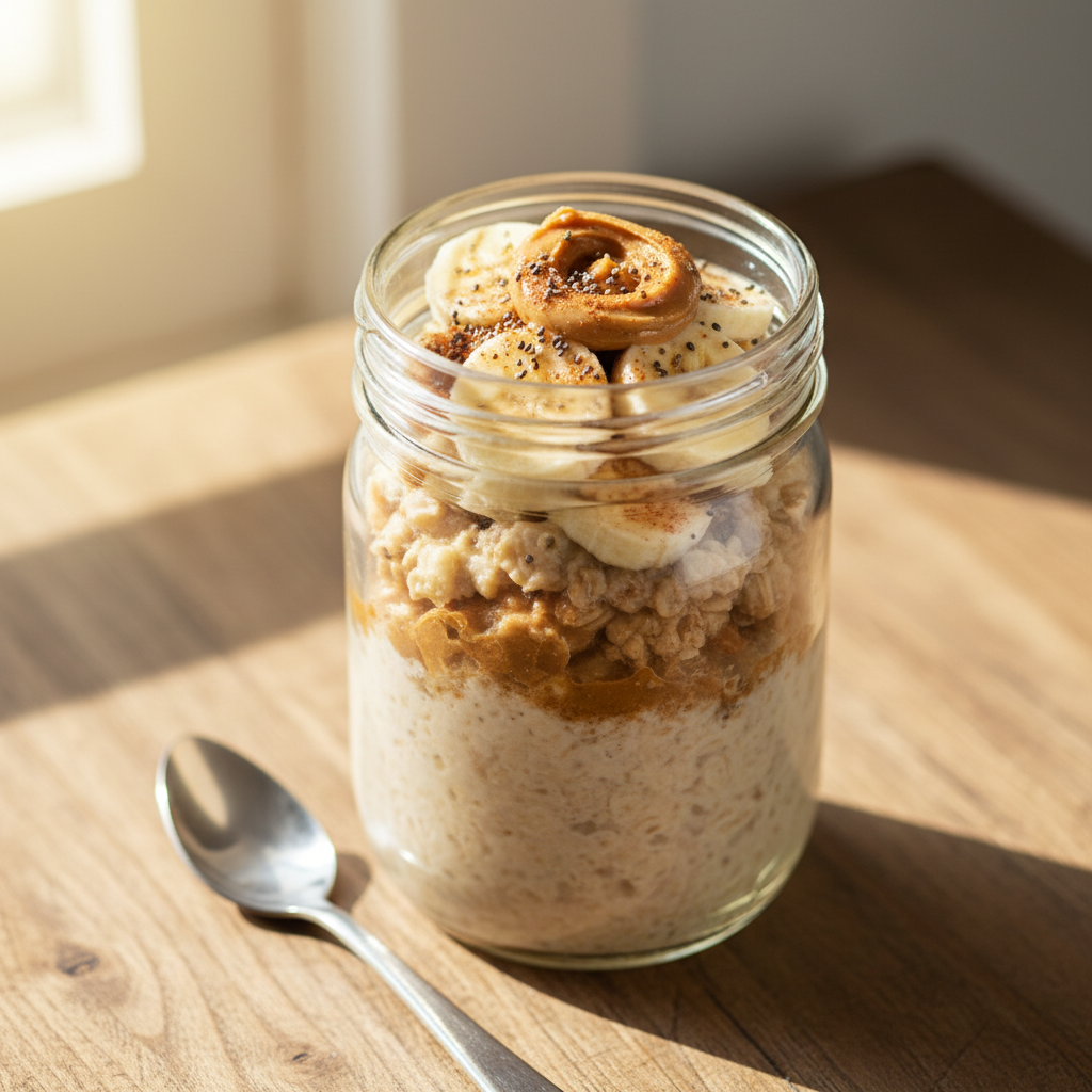 Easy Overnight Oats with Peanut Butter and Banana