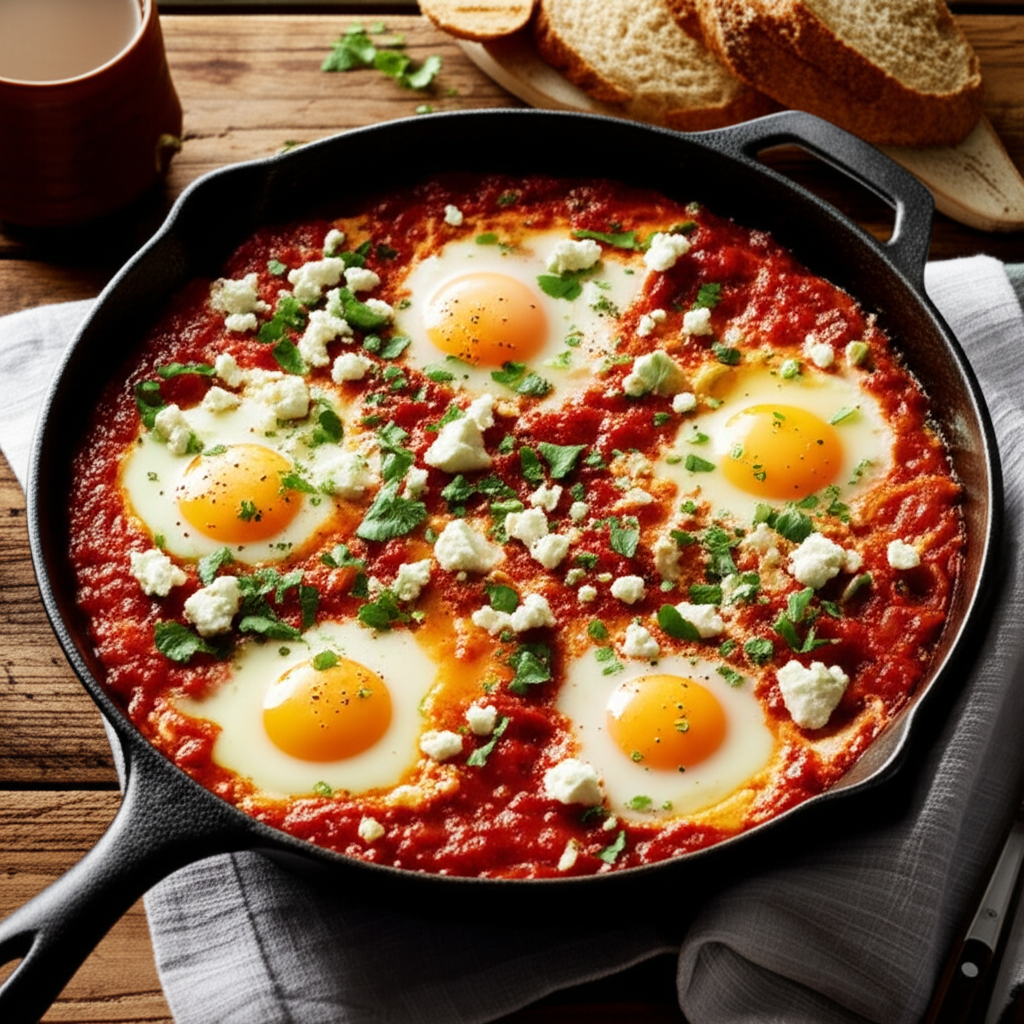 Easy Shakshuka Recipe (Eggs in Spiced Tomato Sauce)