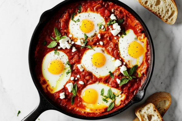 Easy Vegetarian Shakshuka with Feta (One Skillet)