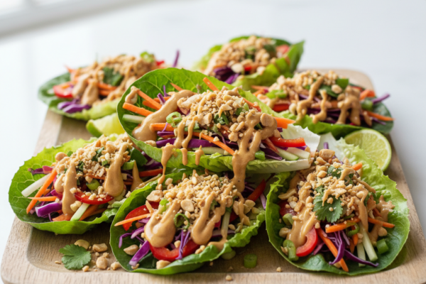 Easy Vegetarian Thai Peanut Lettuce Wraps