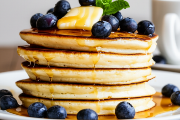 Fluffy Stovetop Blueberry Pancakes