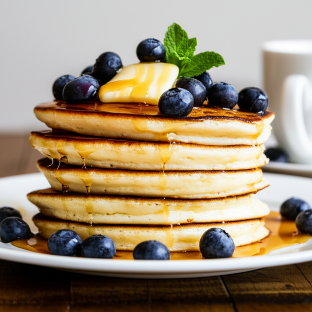 Fluffy Stovetop Blueberry Pancakes