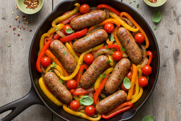 Gluten-Free Spicy Italian Sausage and Peppers Skillet
