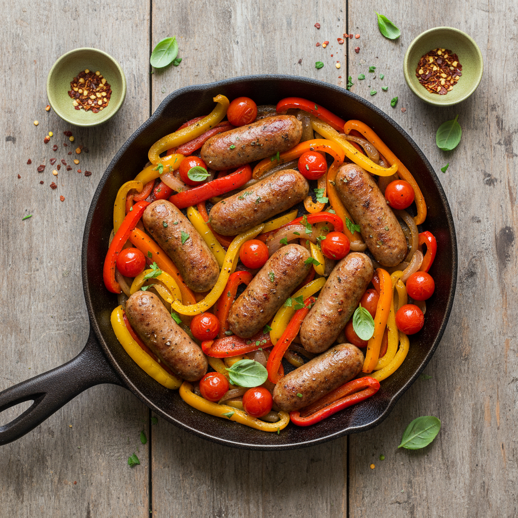 Gluten-Free Spicy Italian Sausage and Peppers Skillet