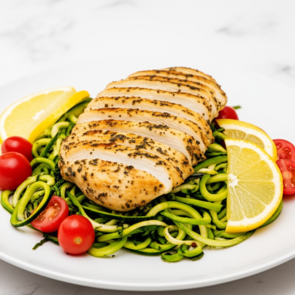 Gluten-Free Lemon Herb Chicken with Zucchini Noodles