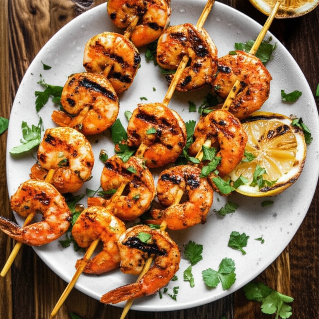 Easy Grilled Cajun Garlic Butter Shrimp Skewers