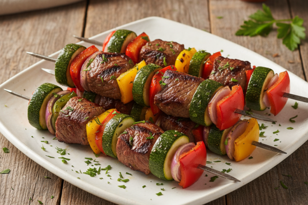 Easy Grilled Steak and Vegetable Kabobs