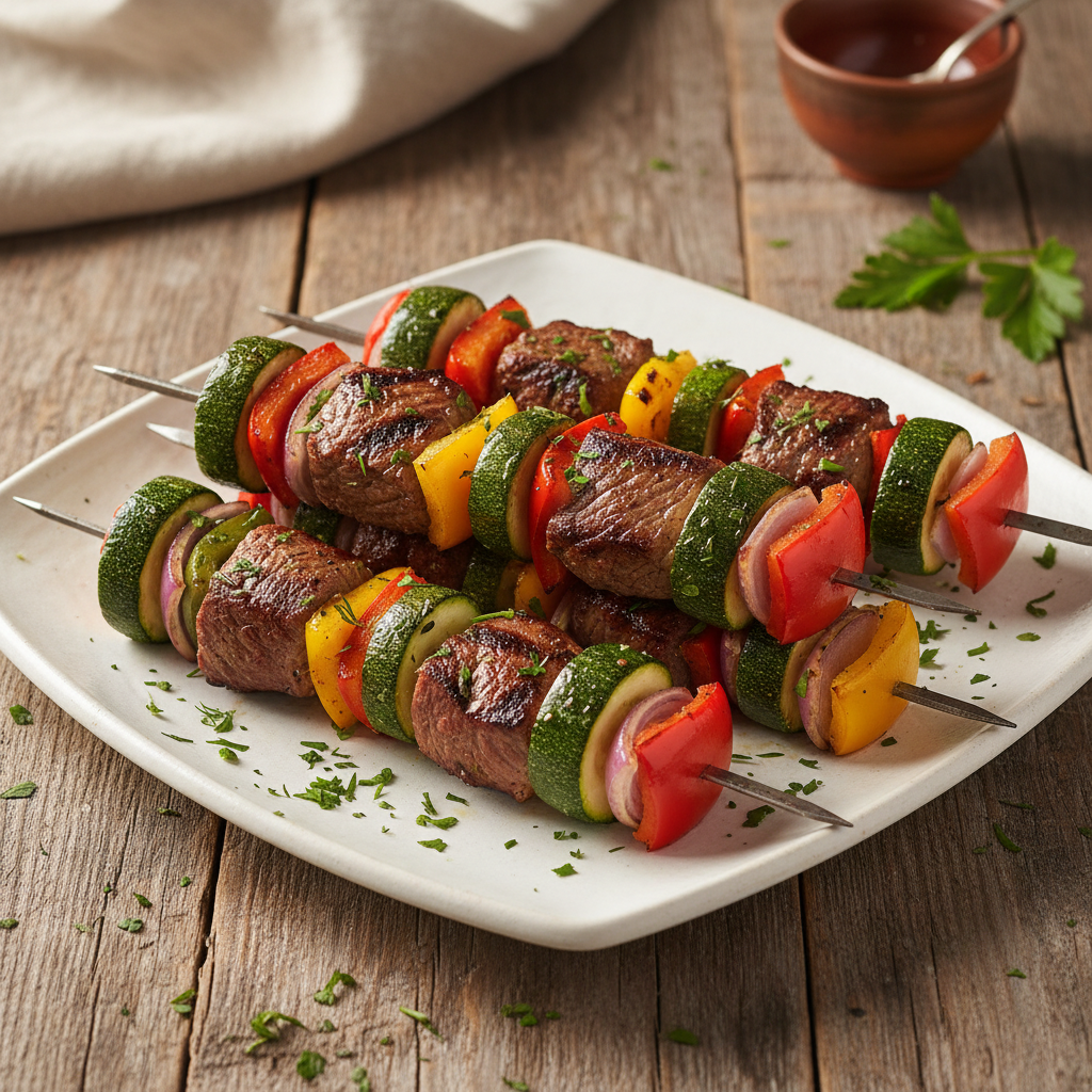 Easy Grilled Steak and Vegetable Kabobs
