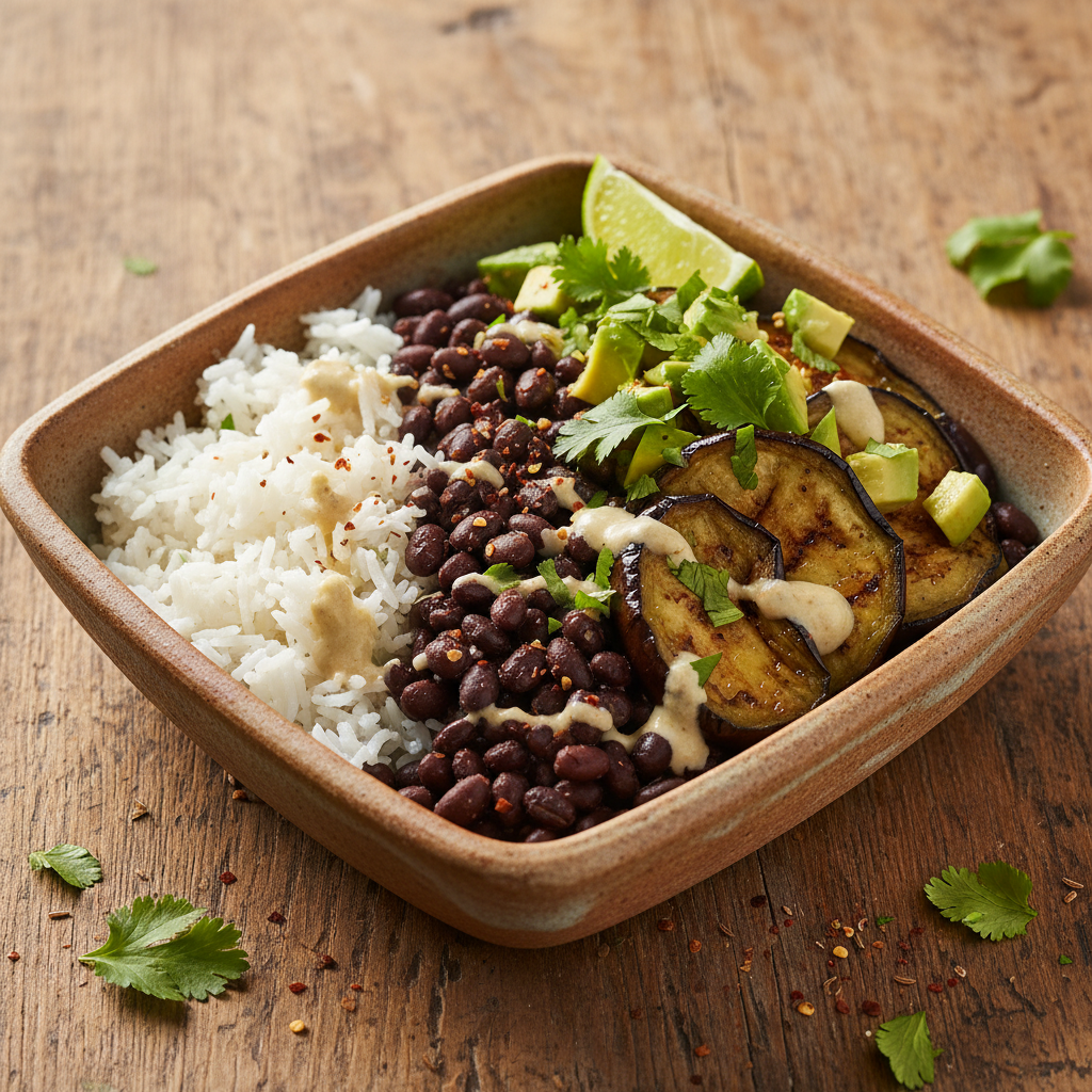 Havana Nights Smoky Eggplant & Black Bean Rice Bowl