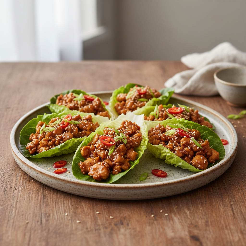 10-Minute Honey Garlic Chicken Lettuce Wraps