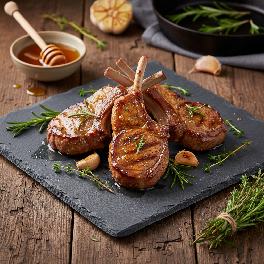 Honey Garlic Lamb Chops Skillet