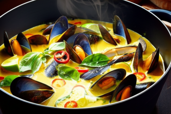 One-Pot Coconut Curry Mussels with Fresh Herbs