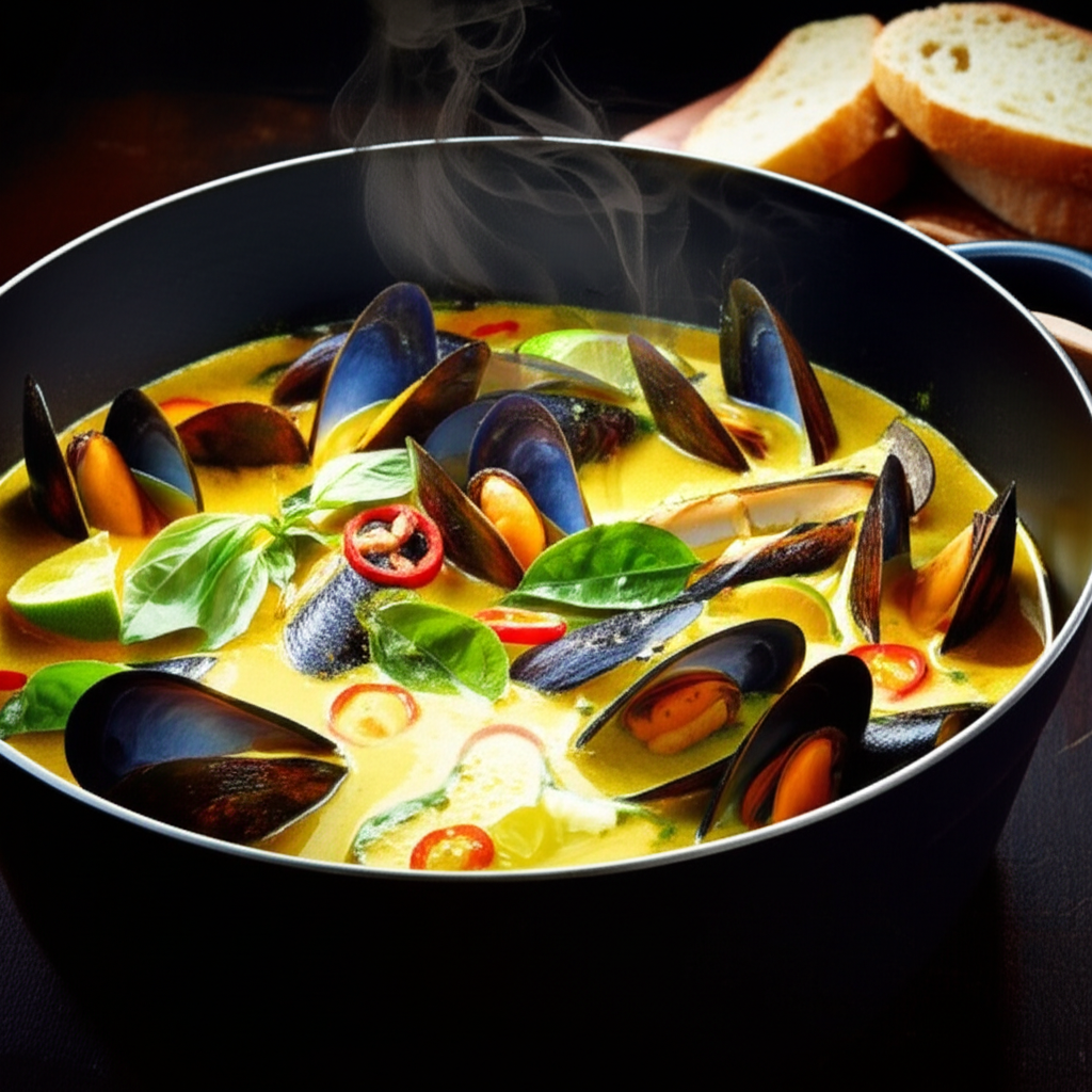One-Pot Coconut Curry Mussels with Fresh Herbs