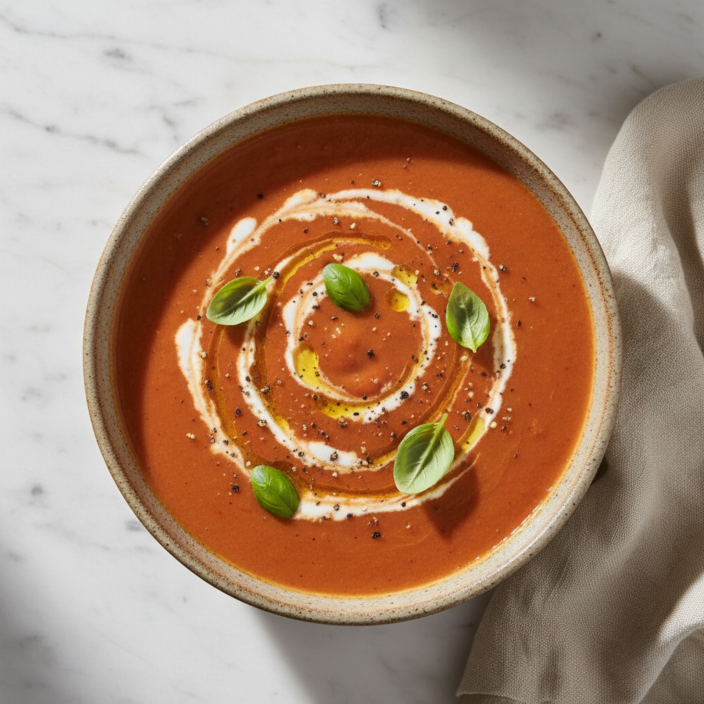 Creamy Vegan Roasted Red Pepper & White Bean Soup