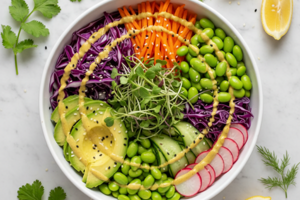 Rainbow Detox Power Bowl with Lemon Tahini Dressing