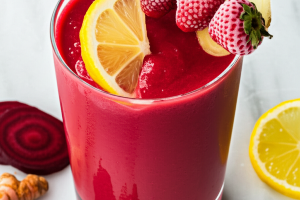 Raw Beet Ginger Detox Smoothie with Turmeric and Lemon