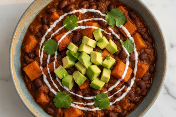 Creamy Vegan Sweet Potato Black Bean Chili (Stovetop)