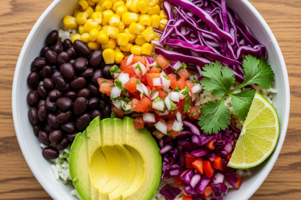 Easy Vegetarian Burrito Bowl with Cilantro Lime Rice