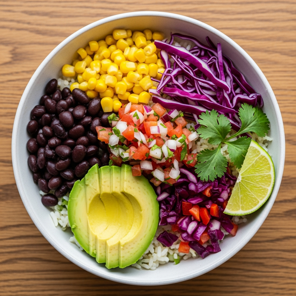 Easy Vegetarian Burrito Bowl with Cilantro Lime Rice