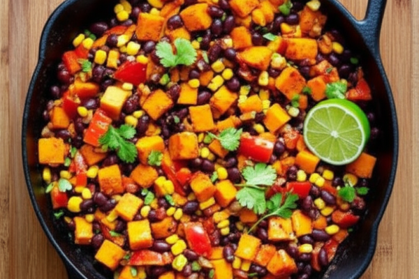 Smoky Black Bean & Sweet Potato Skillet (Vegan)